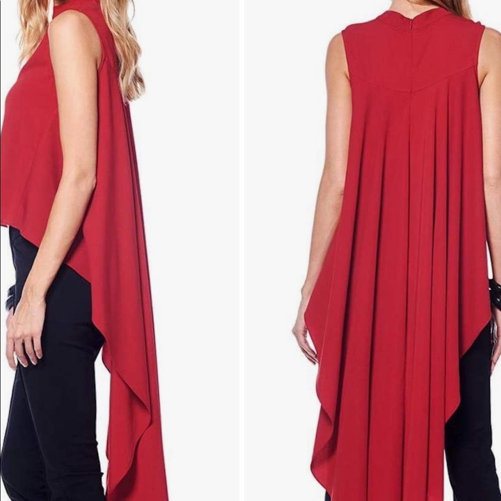 Gracia Red High-Low Sleeveless Top